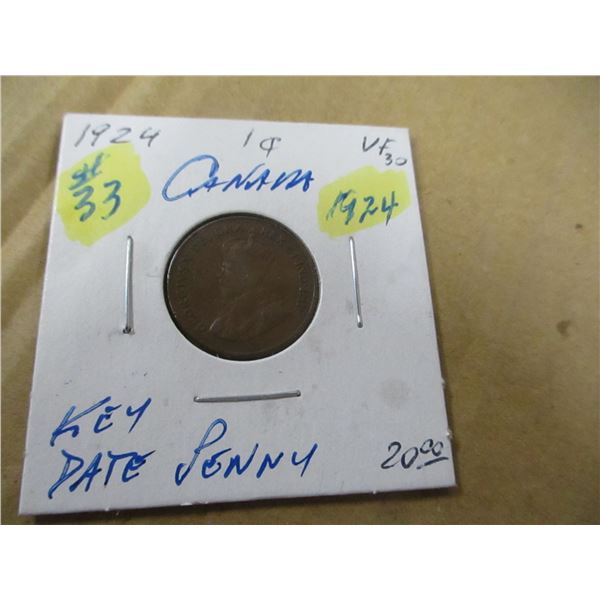 1924 KEY DATE CANADA KING GEORGE V PENNY