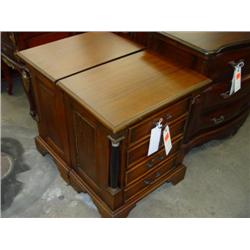 (2) Mindi Bed Side 3 Drawers w/Pillar