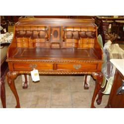 Chippendale Escritoire Desk w/Leather