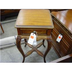 Serpentine Tel. Table w/Carved Stretcher