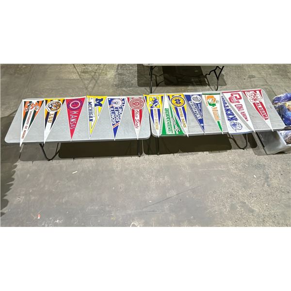LOT OF 13 ASSORTED COLLEGE PENNANTS