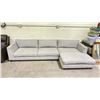 Image 1 : GREY FABRIC SECTIONAL SOFA  129" LONG X 65" WIDE AT WIDEST SPOT X 29" HIGH