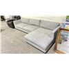 Image 2 : GREY FABRIC SECTIONAL SOFA  129" LONG X 65" WIDE AT WIDEST SPOT X 29" HIGH