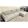 Image 3 : GREY FABRIC SECTIONAL SOFA  129" LONG X 65" WIDE AT WIDEST SPOT X 29" HIGH