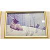 Image 2 : ROBERT BATEMAN FRAMED PRINT "EVENING SNOWFALL - AMERICAN ELK" APPROX. 16" X 13" FRAMED