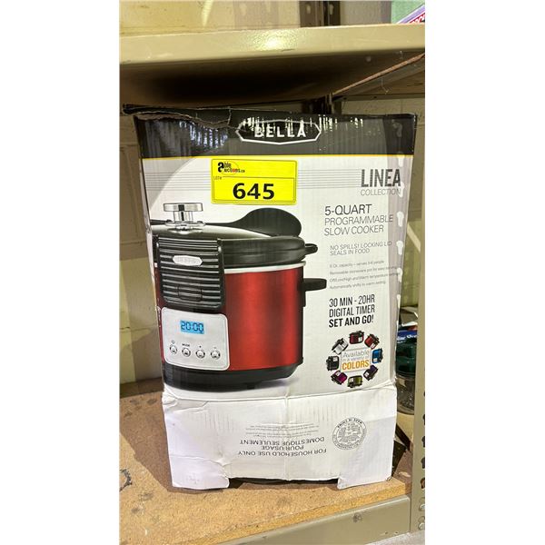 BELLA 5 QUART PROGRAMMABLE SLOW COOKER