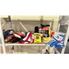 Image 2 : 2 SHELVES OF ASSORTED ITEMS INCLUDING; SUNBEAM STEAM MASTER IRON, PHONE, POLY ROPE AND MORE