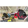 Image 2 : SHELF LOT OF ASSORTED ITEMS INCLUDING; JOBMATE BAG, JOBMATE TOOL BOX, FLASHLIGHT AND MORE