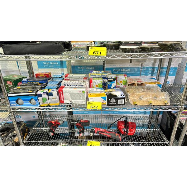 SHELF LOT OF ASSORTED LIGHT BULBS