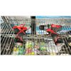 Image 1 : SHELF OF MILWAUKEE RIGHT ANGLE DRILL, HAMMER DRILL, IMPACT DRIVER AND BATTERY CHARGER
