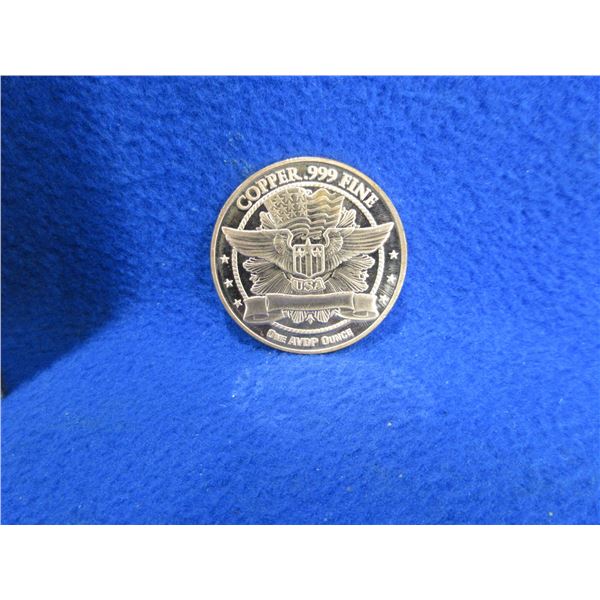USA 1 Ounce .999 Fine Copper Coin - USA Pluribus Unum