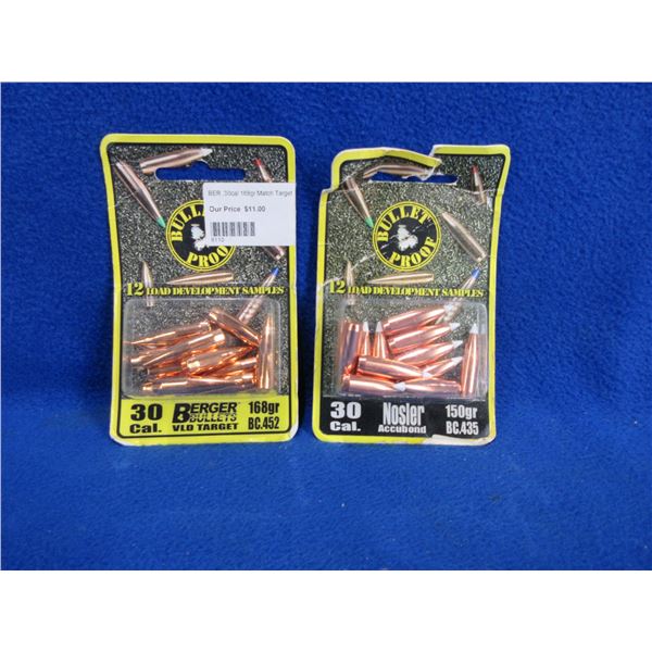 30 Cal. 150gr and 168gr Bullet Proof Bullets - 2 Boxes of 12