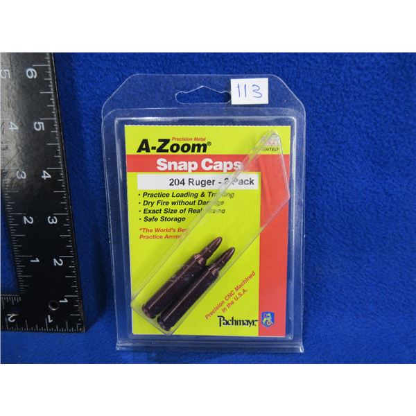 NEW - A-Zoom 204 Ruger Snap Caps - Pack of 2