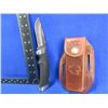 Image 1 : Katz Folding Blade Knife with Leather Sheath - 3 1/2" Blade