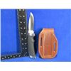 Image 2 : Katz Folding Blade Knife with Leather Sheath - 3 1/2" Blade