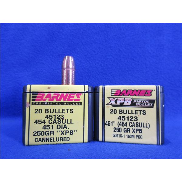 454 Casull .451" 250gr XPB Barnes Pistol Bullets