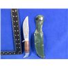 Image 1 : Fixed Blade Knife with Leather Sheath - 5" Blade
