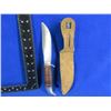 Image 3 : Fixed Blade Knife with Leather Sheath - 5" Blade