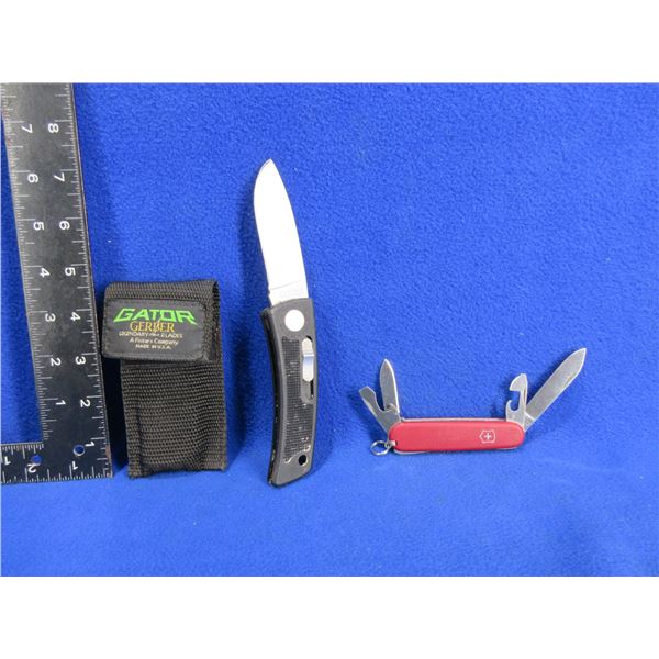 Gerber Gator and Swiss Army Folding Blade Knives