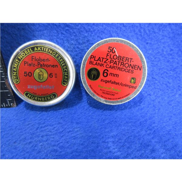 2 Tins of 6MM Flobert Platz-Patronen Blank Cartridges