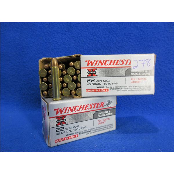 22 Win. Mag 40gr FMJ SuperX Winchester Cartridges