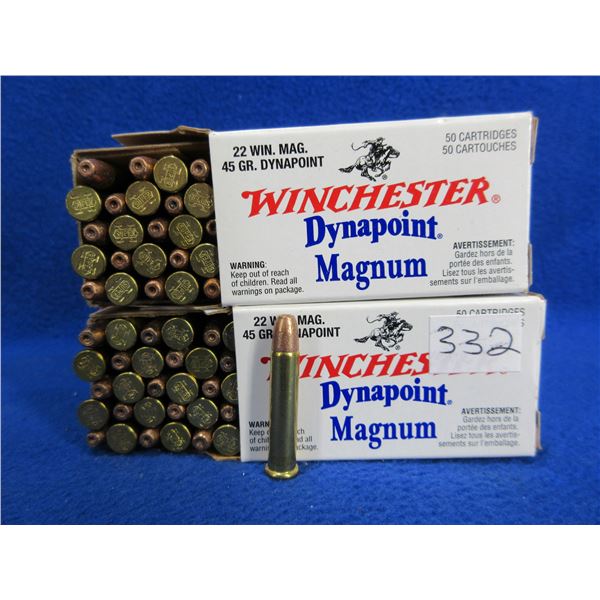 22 Win. Mag 45gr Dynapoint Winchester Cartridges