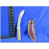 Image 1 : Fixed Blade Knife with Leather Sheath - 6" Blade
