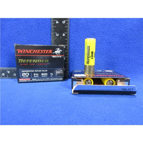20 Ga 2 3/4" Rifled Slug Winchester Defender Shotshells
