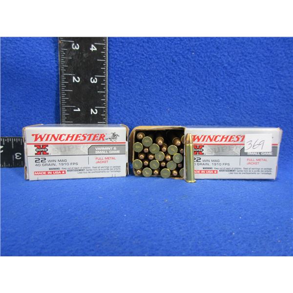 22 Win. Mag 40gr FMJ SuperX Winchester Cartridges