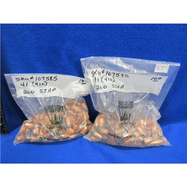 41 Cal. .410" 200gr SJHP Bullets - 2 Bags of 100