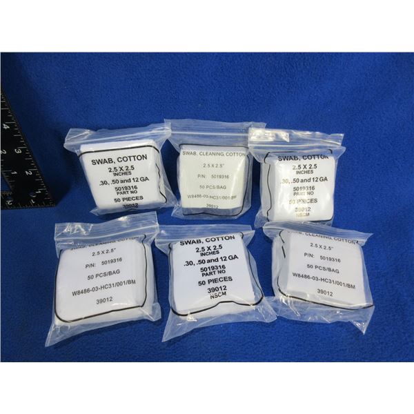 Cotton Cleaning Swabs - 2.5" x 2.5" - 6 Bags of 50