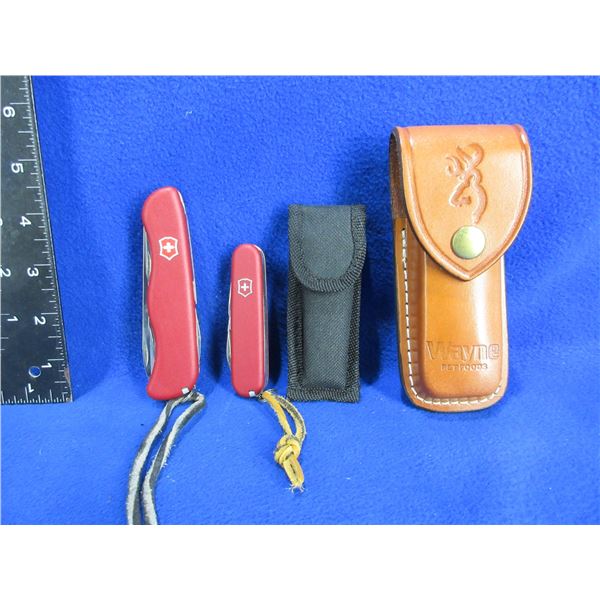 2 Swiss Army Knives with Sheaths - Victorinox Switzerland