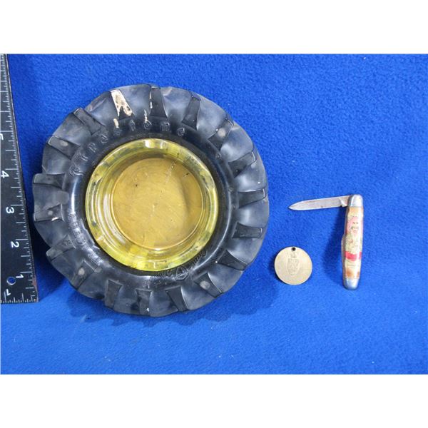 Firestone Ashstray, Folding Knife, Confederation Token
