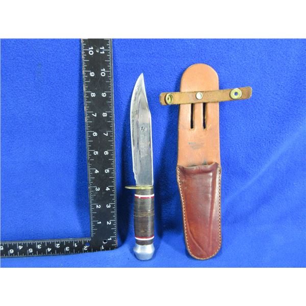 Fixed Blade Knife with Leather Sheath - 6" Blade
