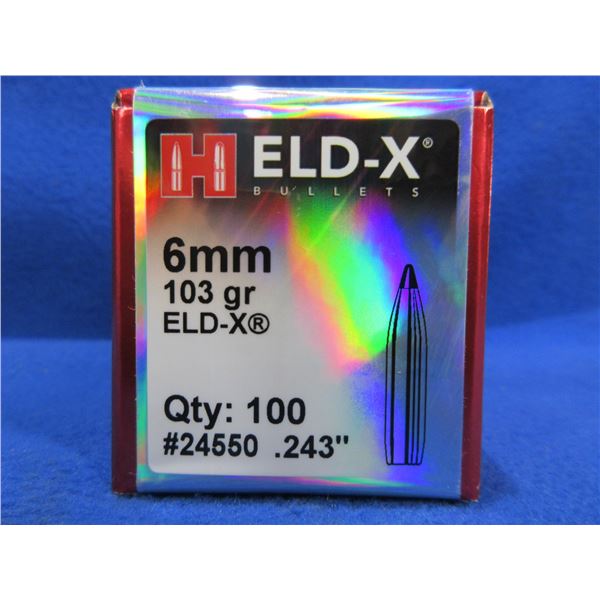 6MM .243" 103gr ELD-X Hornady Bullets - Sealed Box of 100