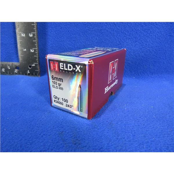 6MM .243" 103gr ELD-X Hornady Bullets - Sealed Box of 100