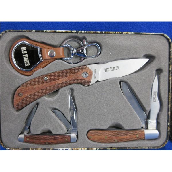 Schrade Old Timer 3 Knife Set with Key Chain