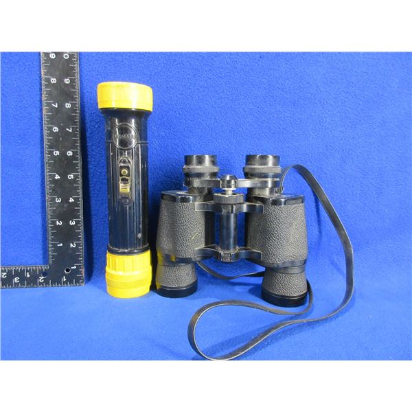 Bushnell Ensign 7x35 Binoculars and a Military Flashlight