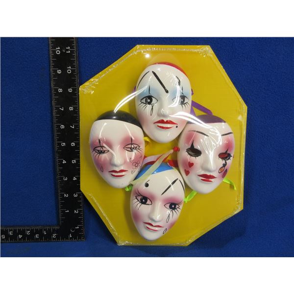 Glass Decorative Mardi Gras Masks - Set of 4