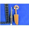 Image 1 : Fixed Blade Knife with Leather Sheath - 4" Blade