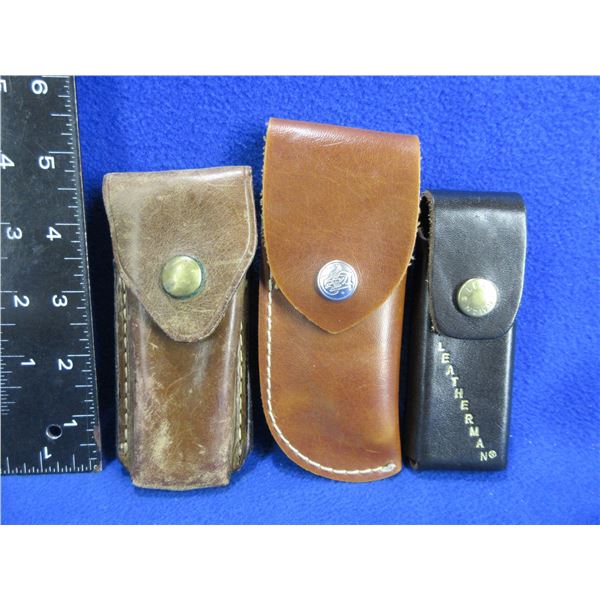 3 Leather Sheaths - Leatherman, Gerber and Unknown