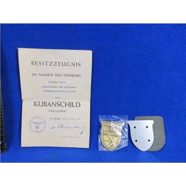 Corporal Wollenberg Original Certificate & Replica Medal