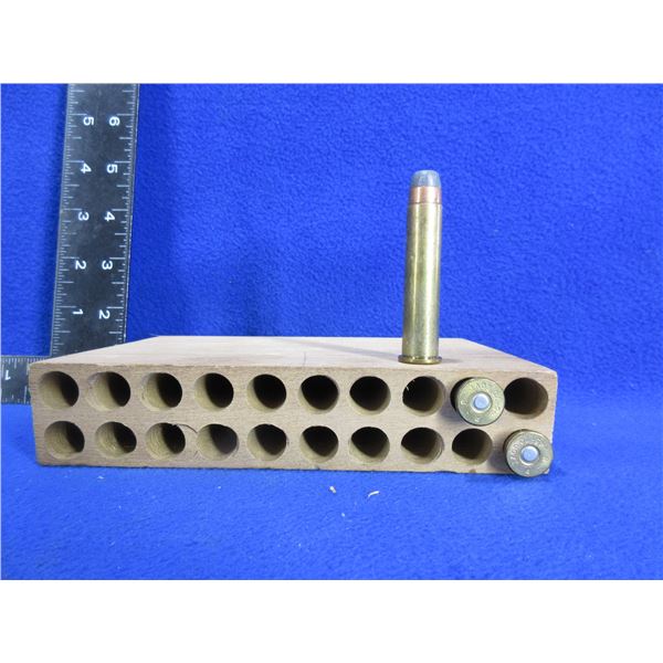 45-70 Reloads - 3 Cartridges in Wood Cartridge Holder