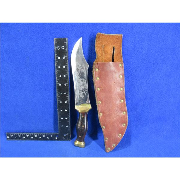 TMC Fixed Blade Knife with Leather Sheath - 7 1/2" Blade