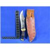 Image 1 : TMC Fixed Blade Knife with Leather Sheath - 7 1/2" Blade
