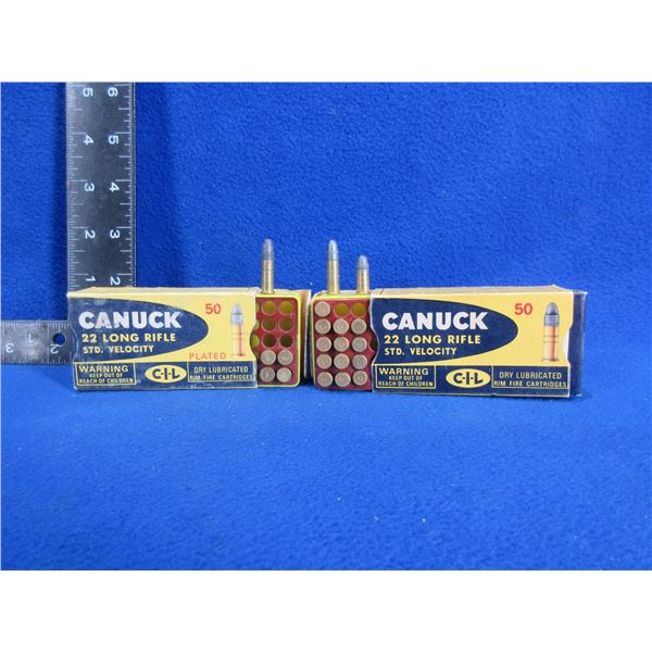 22 LR and 22 Short Cartridges in Canuck Collector Boxes