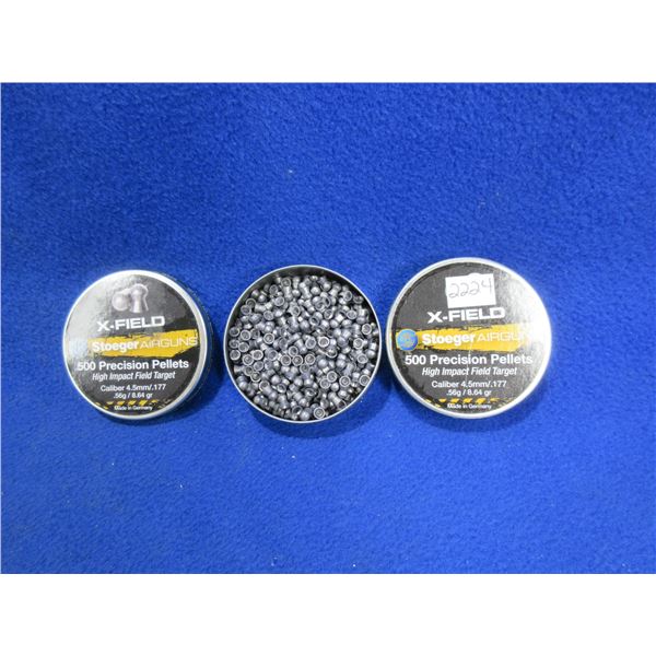 177 Cal. Stoeger X-Field Pellets - Sealed Tin of 500, Open Tin of 500 (appears full but might be som