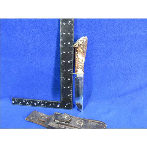 D.B.G.M Fixed Blade Knife with Leather Sheath