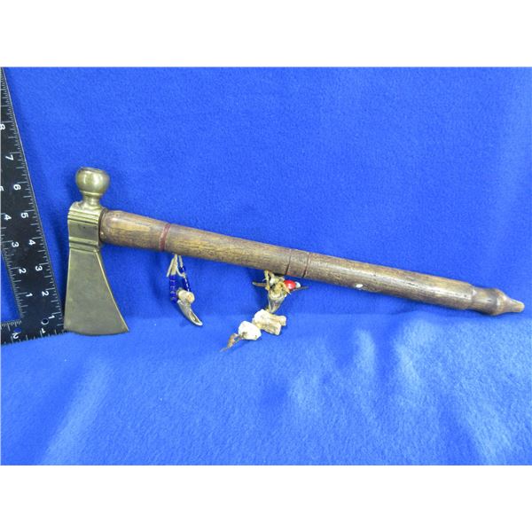 Brass Peace Pipe Tomahawk with Wood Handle