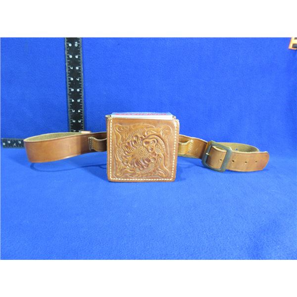 Adjustable Leather Belt with Single Box Shotshell Carrier